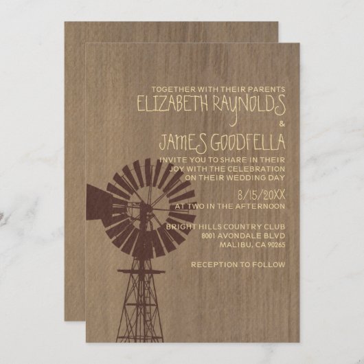 Einladungen für alte Windmühle (Vorne/Hinten)