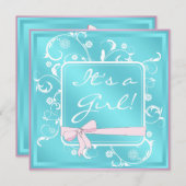 Einladungen für Aquamarine Pink White Baby Girl Du (Vorne/Hinten)