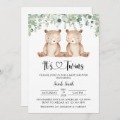 Einladungen für Baby-Dusche mit zwei Bears (Vorne/Hinten)