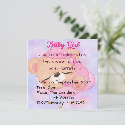 Einladungen für Babydusche (Stehend Vorderseite)