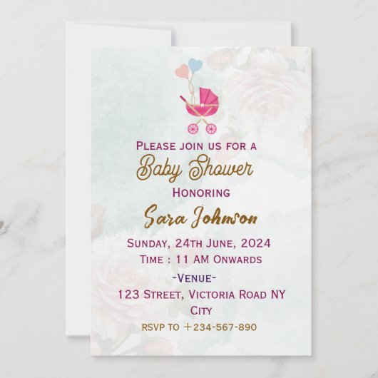 Einladungen für Babydusche (Vorderseite)