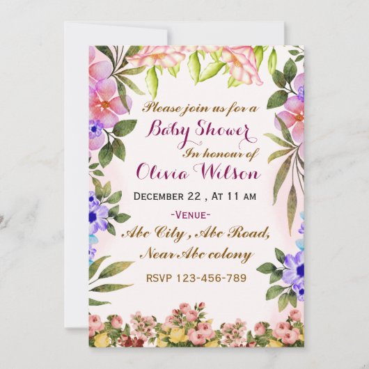 Einladungen für Babydusche (Vorderseite)