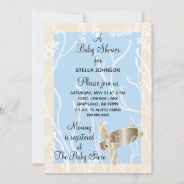 Einladungen für Babydusche Creme/Blauschildkröte