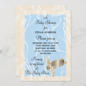 Einladungen für Babydusche Creme/Blauschildkröte (Vorne/Hinten)