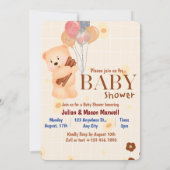 Einladungen für Babydusche - Niedlicher Bär in Bei (Rückseite)