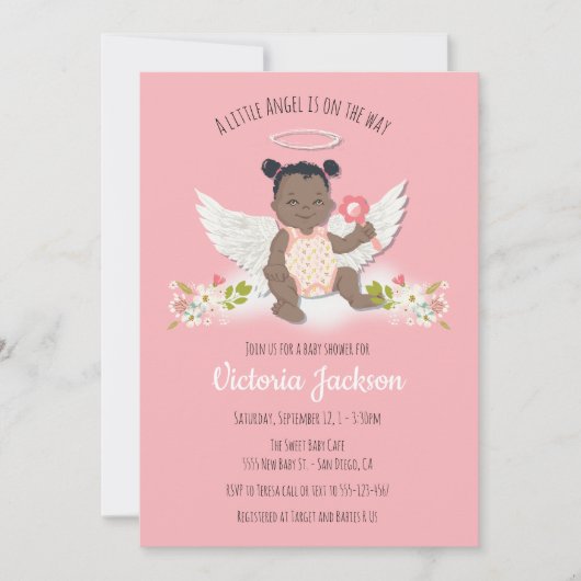 Einladungen für Babyduschen mit ethnischer Engel (Vorderseite)