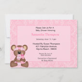 Einladungen für Bärendusche (Rosa) (Vorderseite)