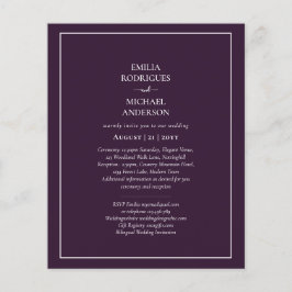 Einladungen für Boda Economicas Bilingue Ciruela Flyer