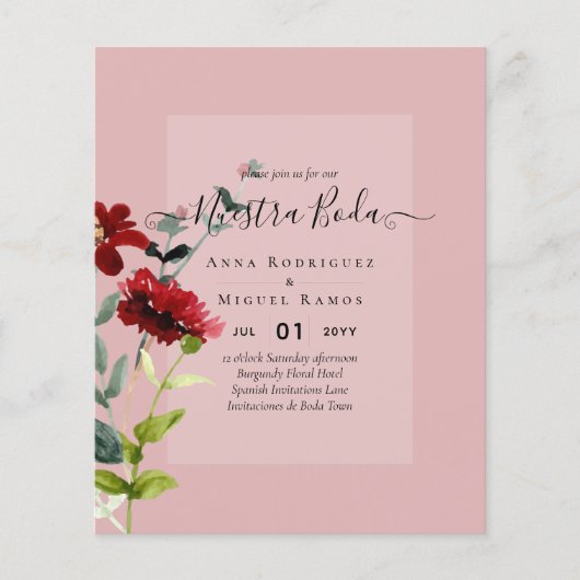 Einladungen für Boda Pink Blumenzettel Flyer (Vorne)