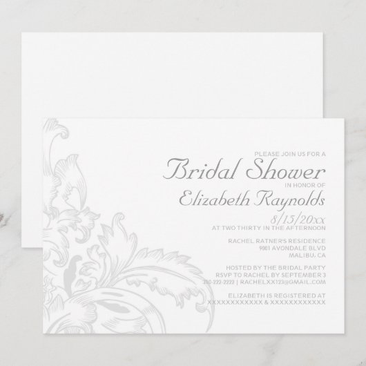 Einladungen für Brautduschen geblüht (Vorne/Hinten)