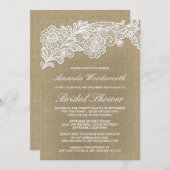 Einladungen für Burlap + Lace Wedding Bridal Showe (Vorne/Hinten)