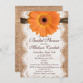 Einladungen für Burlap Orange Daisy Bridal (Vorne/Hinten)