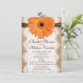 Einladungen für Burlap Orange Daisy Bridal (Stehend Vorderseite)