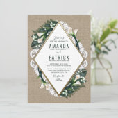 Einladungen für Calla Lily Burlap und Lace Wedding (Stehend Vorderseite)