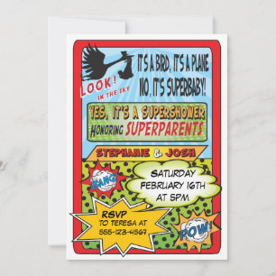 Einladungen für Comic Book Baby Shower