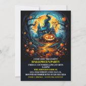 Einladungen für Creepy Glows Pumpkin Halloween-Par (Vorderseite)
