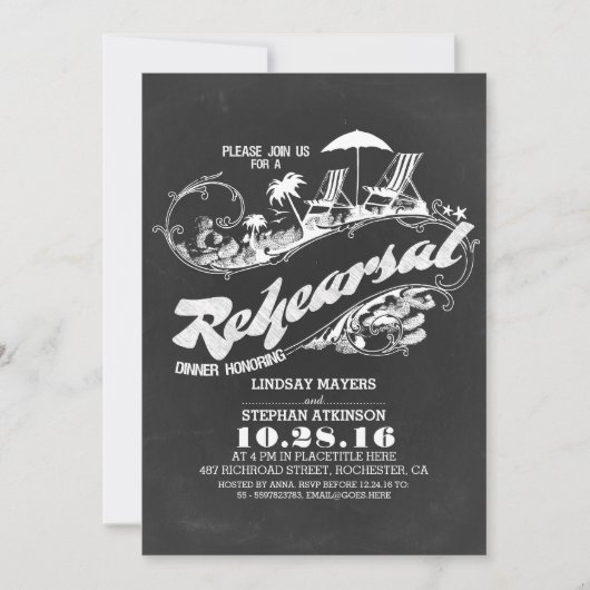 Einladungen für das Abendessen am Strand mit Probe (Vorderseite)