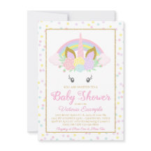 Einladungen für das Baby Unicorn Rainbow Girl