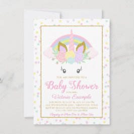 Einladungen für das Baby Unicorn Rainbow Girl