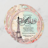 Einladungen für das Pink Paris Baby Dusche (Vorne/Hinten)