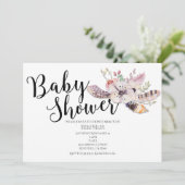 Einladungen für das White Floral Boho Chic Baby Sh (Stehend Vorderseite)