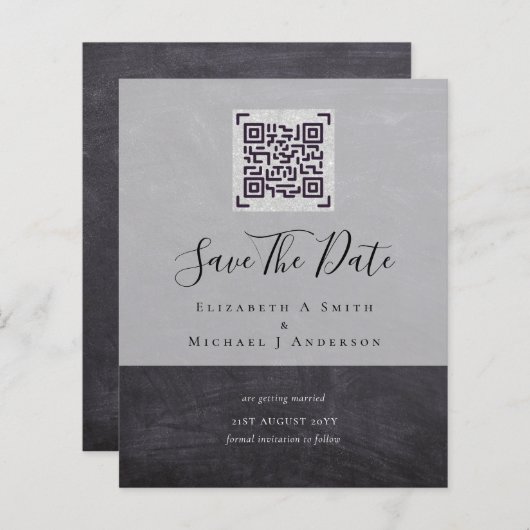 Einladungen für das zeitgemäße Hochzeitdatum von Q (Vorne/Hinten)