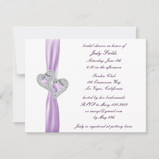 Einladungen für den Custom Hearts Lavender Bridal (Vorderseite)