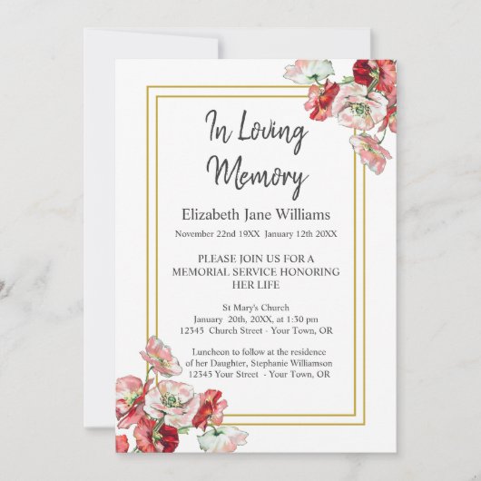 Einladungen für den Gedächtnisdienst | Aquarellmüc (Vorderseite)