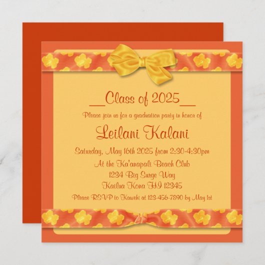 Einladungen für den gelborangen Hibiskus (Vorne/Hinten)