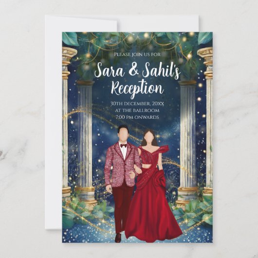 Einladungen für den indischen Empfang Sangeet (Vorderseite)