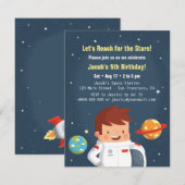 Einladungen für den niedlichen Astronauten Boy Spa (Vorne/Hinten)