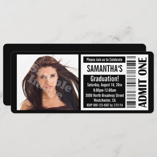 Einladungen für die Black Foto Graduation Party (Vorne/Hinten)