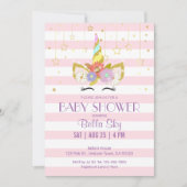 Einladungen für die Dusche in Rosa und Gold Einhor (Vorderseite)