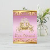 Einladungen für die Dusche in Rosa und Gold Prince (Stehend Vorderseite)