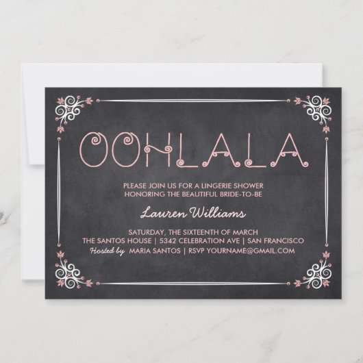 Einladungen für die Dusche von Lingerie Chalkboard (Vorderseite)