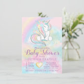 Einladungen für die Dusche von Unicorn Rainbow (Stehend Vorderseite)