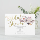 Einladungen für die Dusche von White Floral Boho G (Stehend Vorderseite)