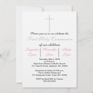 Einladungen für die erste Heilige Kommunion - Rosa