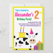 Einladungen für die Geburtstagspartei von Kuh-Tier (Vorderseite)