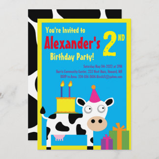Einladungen für die Geburtstagspartei von Kuh-Tier