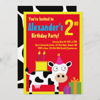 Einladungen für die Geburtstagspartei von Kuh-Tier