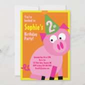 Einladungen für die Geburtstagsparty von Schweinef (Vorderseite)