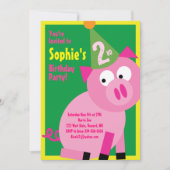 Einladungen für die Geburtstagsparty von Schweinef (Vorderseite)