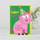 Einladungen für die Geburtstagsparty von Schweinef (Stehend Vorderseite)