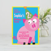 Einladungen für die Geburtstagsparty von Schweinef (Stehend Vorderseite)