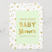 Einladungen für die Gold Confetti Mint Green Baby  (Vorne/Hinten)