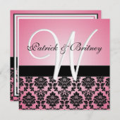 Einladungen für die Hochzeit in Monogramm, Rosa un (Vorne/Hinten)