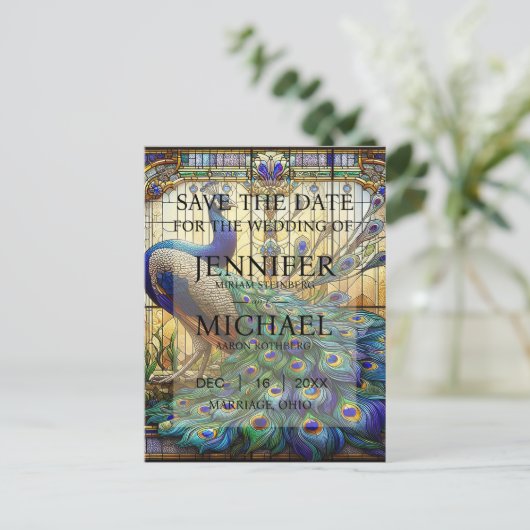 Einladungen für die Hochzeit von aus Pfau gefestig (Stehend Vorderseite)