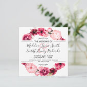 Einladungen für die Hochzeitsfeier in Pink & Burgu (Stehend Vorderseite)