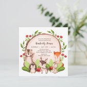 Einladungen für die Kinderdusche aus Holz (Waldtie (Stehend Vorderseite)